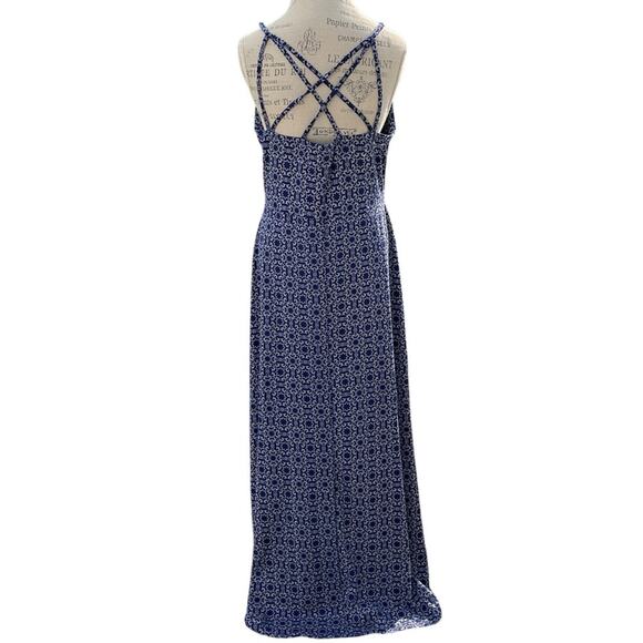 Market & Spruce Women’s Maxi Dress Geometric Blue White Size XL NWT - Picture 4 of 12